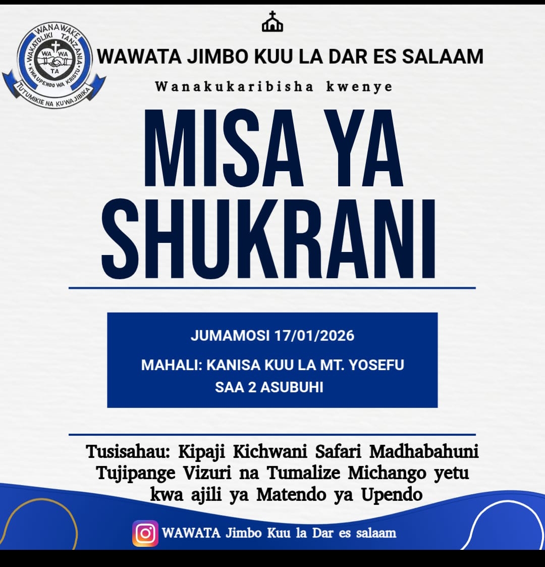 THANKSGIVING MASS OF WAWATA IN DAR  DIOCESE