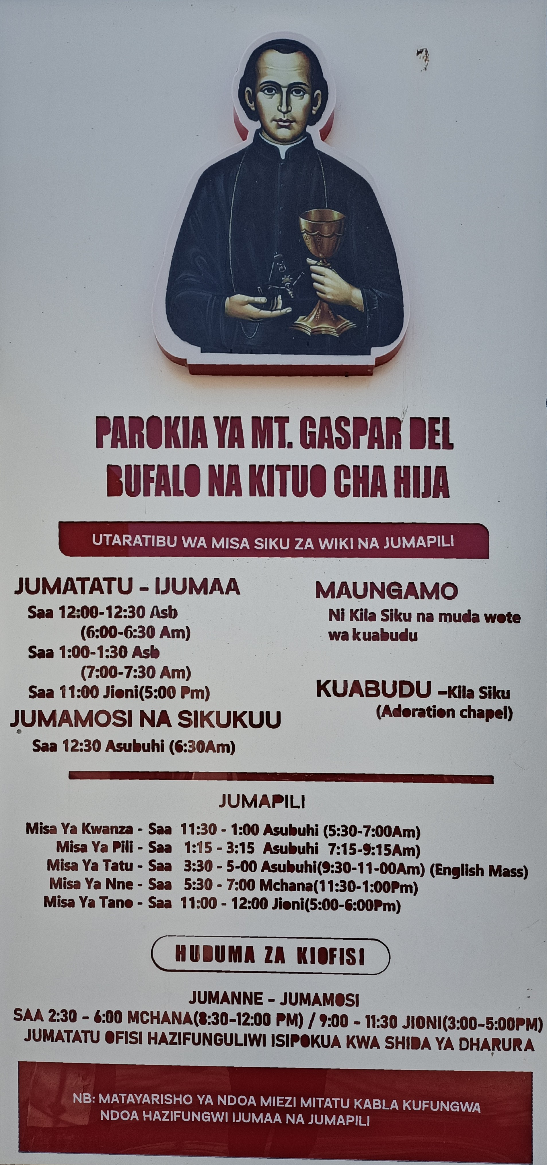 THE PARISH  SERVICE SCHEDULE 